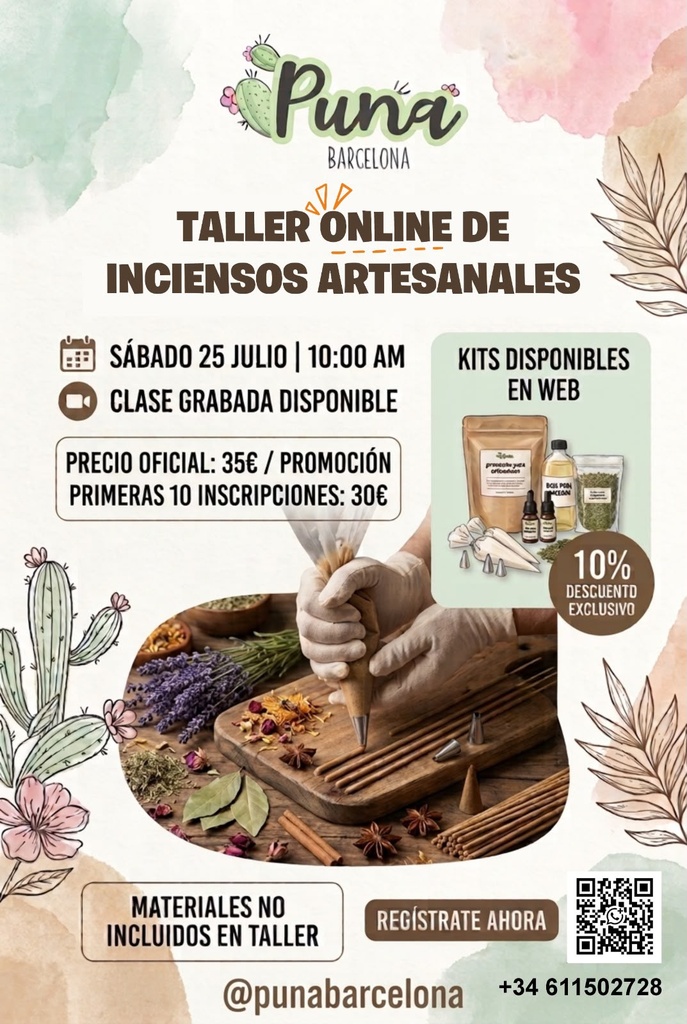 Taller Online de Inciensos Artesanales 25/07/26