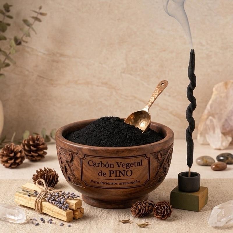 Carbón Vegetal de Pino en Polvo - para Inciensos Artesanales Alta Pureza