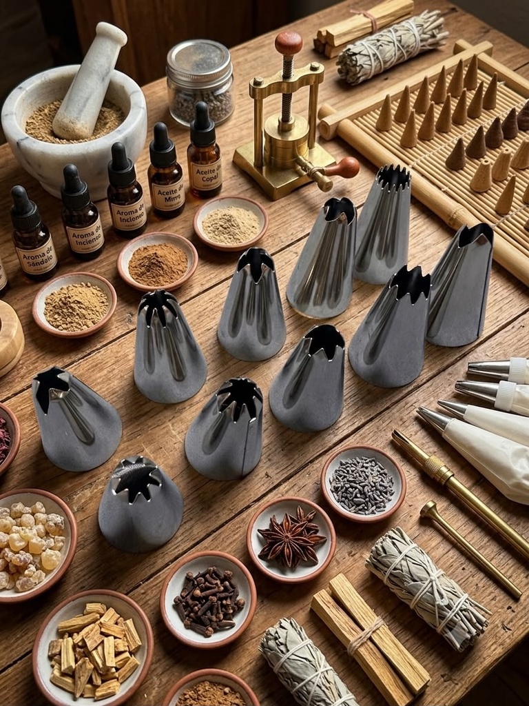 Set de 10 Boquillas Zig-Zag para Inciensos Artesanales de Acero Inoxidable con Textura Acanalada y Relieve Dentado para Mejor Combustión y Diseños Variados