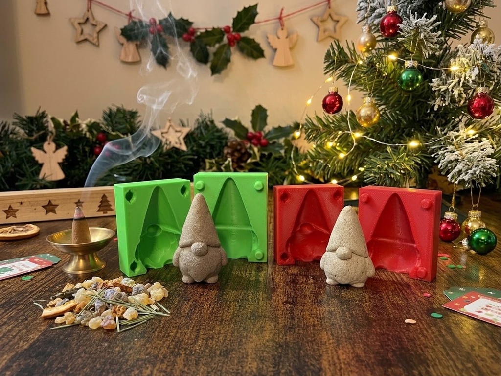 Molde 3D para conos de Inciensos - Modelo Gnomo de Navidad
